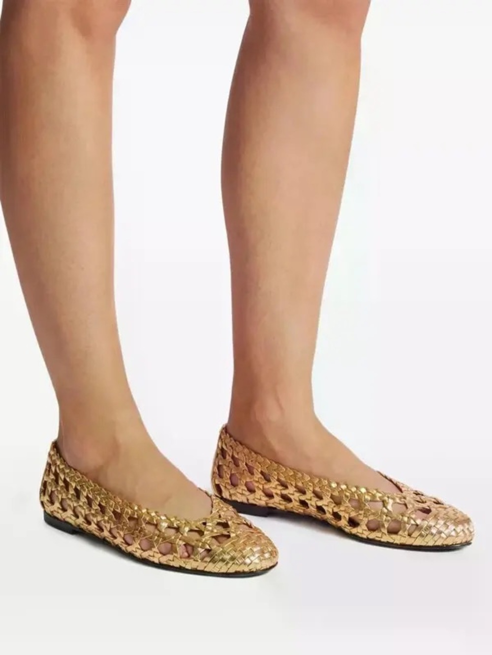 Giuseppe Zanotti Georgia Cage ballet flats Metallic Gold